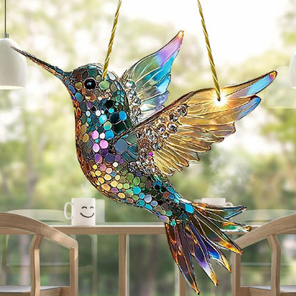 Red Cardinal Stained Glass Window Hanging,Cardinal Decor Handmade Art Craft Hanging Ornament for Window,Bird Suncatcher Home Decoration Memorial Gifts