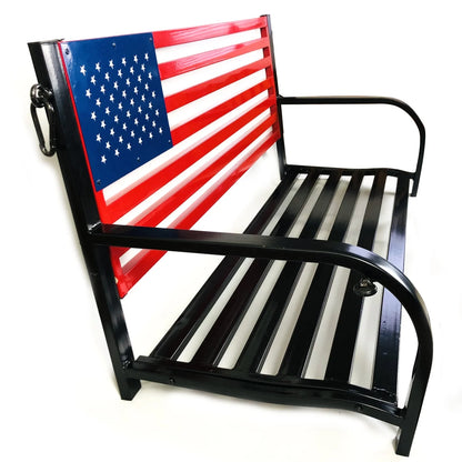 American Flag Outdoor Porch Swing W Hanging Chains - Red, White, Blue