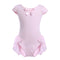 Kid Girls Short Cap Sleeve Ballet Dance Dress Bowknot Chiffon Tutu Skirted Leotard Ballerina Dancewear Gymnastics Costume 2-3 Years Pink