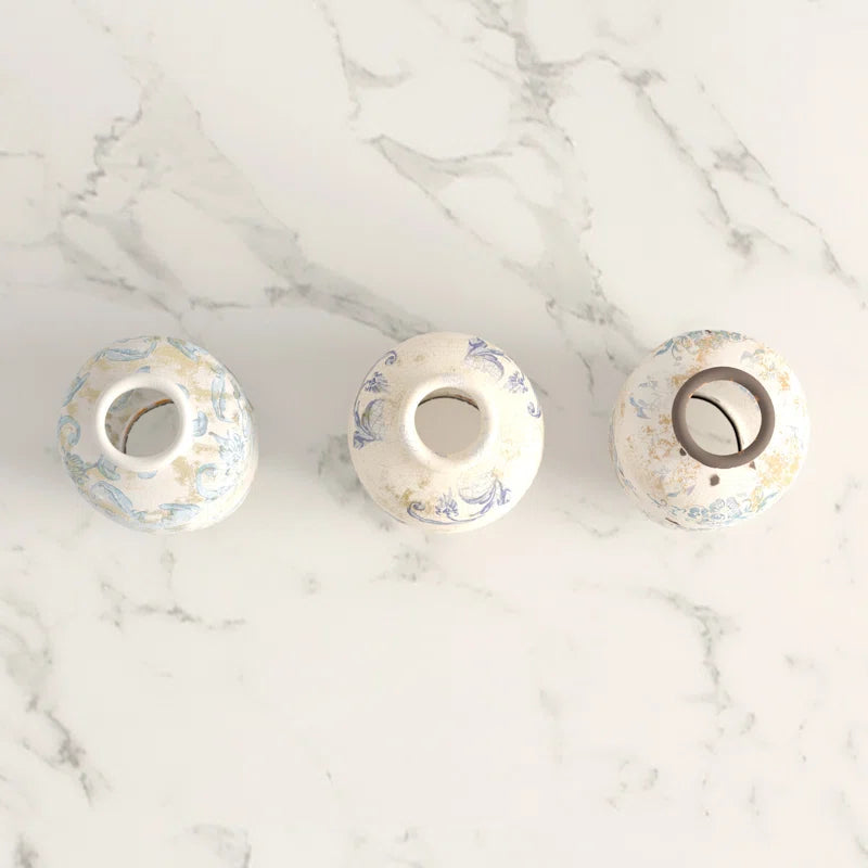 Decorative Terra-Cotta Vases with Heavy Distressing