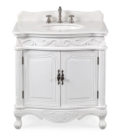 32"  Fiesta Antique Victorian Classic Style White Bathroom Vanity CF-2873W-AW