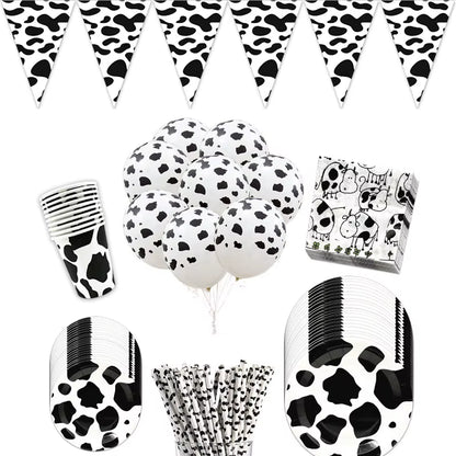 Farm Cow Theme Birthday Party Animal Party Cow Decoration Disposable Cup Plate Tablecloth Baby Shower Balloon Decoration