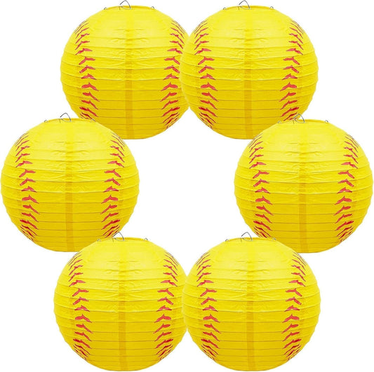 Softball Paper Lantern 8 Inches Softball Hanging Lantern Decoration for Sports Themed Party Festival Celebration(6 Pieces)