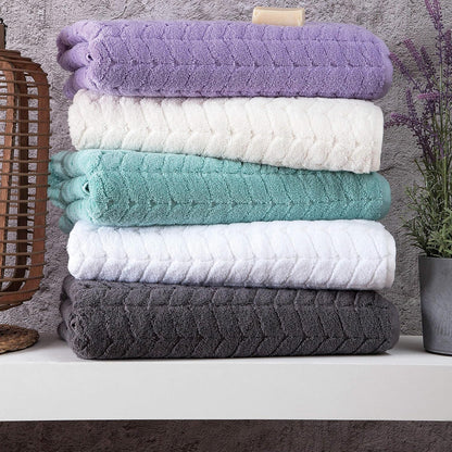 Turkish Bath Towels, Soft Plush Jacquard Luxury Bath Towels, Quick Dry Towel Set (Lavender, 6 Pcs Towel Set)
