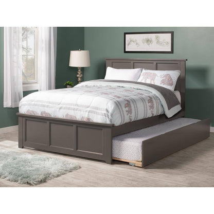 Madison Full Platform Bed with Matching Foot Board with Twin Size Urban Trundle Bed in Grey