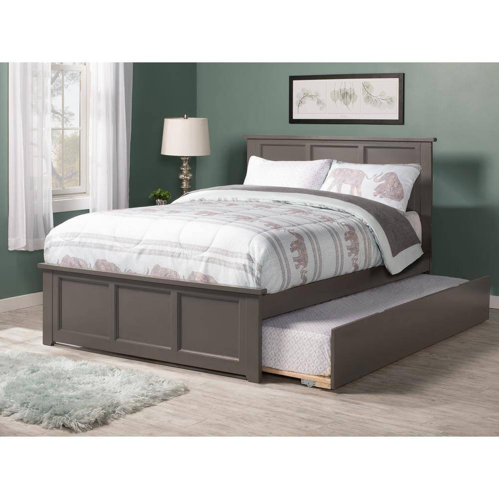 Madison Walnut Full Platform Bed with Matching Foot Board and Twin Size Urban Trundle Bed