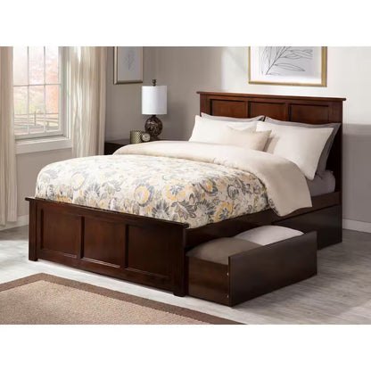 Madison White Full Platform Bed with Matching Foot Board with 2-Urban Bed Drawers