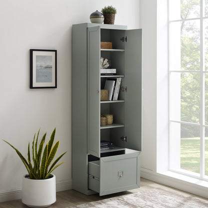 Harper Modern Wood/Metal Pantry Closet in Gray