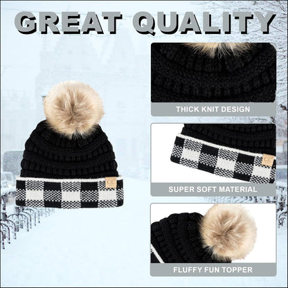 Cozy Toddler Cable Knit Pom Beanie - Warm Winter Hat for Kids