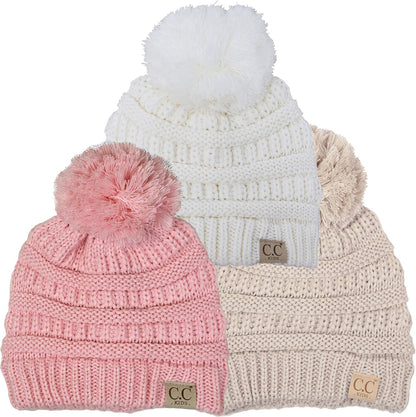 Cozy Toddler Cable Knit Pom Beanie - Warm Winter Hat for Kids