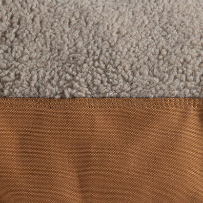 Firm Duck Dog Bed, Durable Canvas Pet Bed with Water-Repellent Shell,  Brown with Sherpa Top, Large