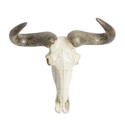 White Polystone Skull Cow Wall Decor