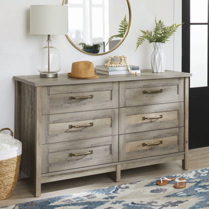 Modern Farmhouse 6-Drawer Dresser, Rustic Gray Finish