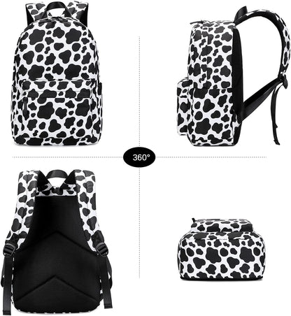 Cow Print Girls Backpack Set for Teens Backpacks School Bookbags with Lunch Bag (Cow Print)