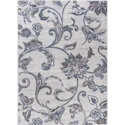 Madison Floral Gray 6 Ft. round Indoor Area Rug