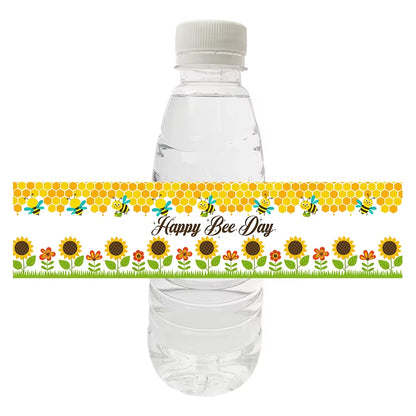 10Pcs Happy Bee Day Bottle Labels Stickers Happy Birthday Honey Bee Party Baby Shower Decorations Kids Toy Water Labers