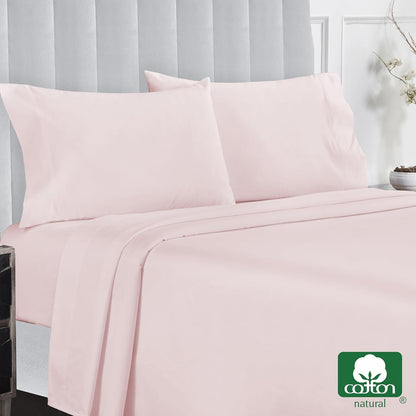 Softest 100% Cotton Sheets, Full Size Sheet Sets, 400 Thread Count Sateen Bedding, Deep Pocket Sheets, Cooling Sheets, Full Size Sheets, Breathable Bed Set (Pink)