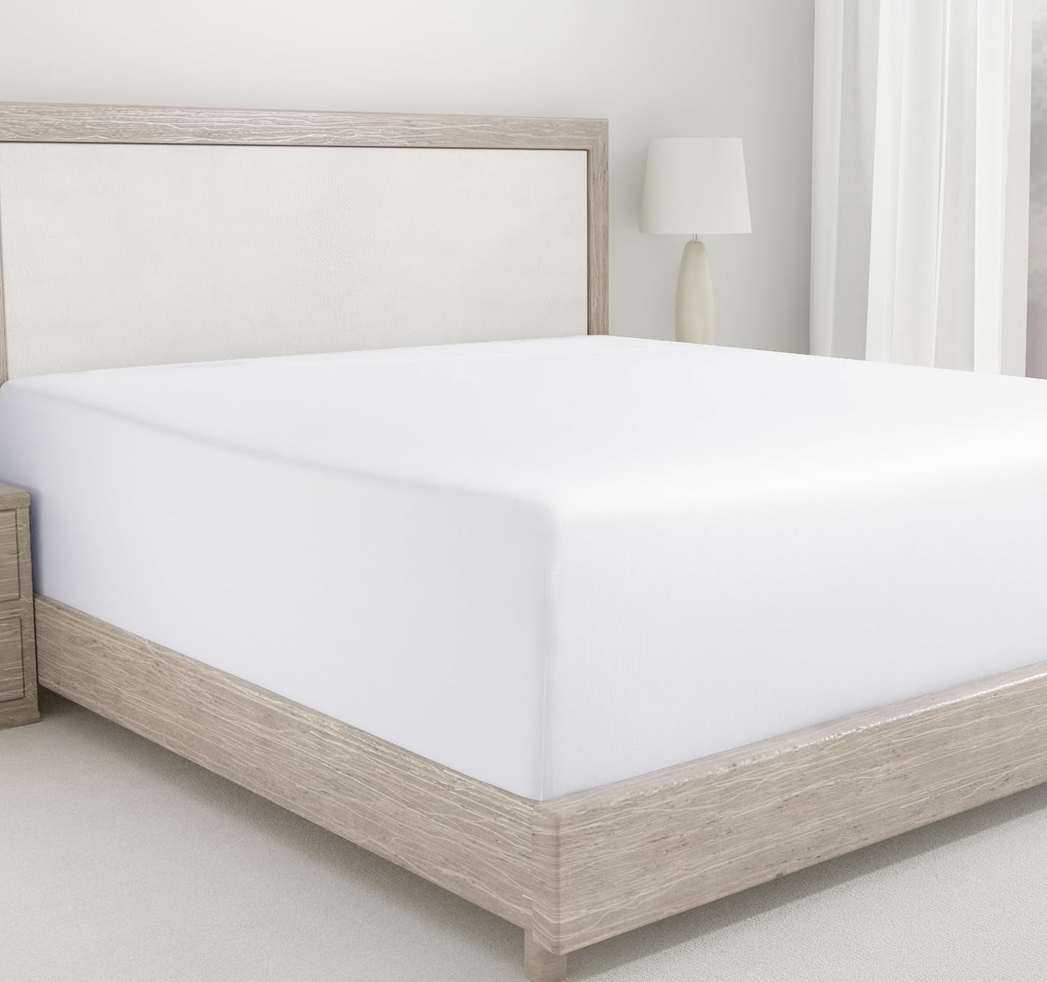 White Twin XL Fitted Sheet, 100% Cotton 400 Thread Count Sateen, 1 Fitted Sheet Only for Home, Fits College Dorm Mattresses (Twin XL, White)