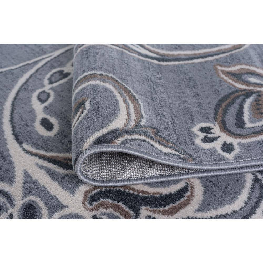 Madison Floral Gray 6 Ft. round Indoor Area Rug