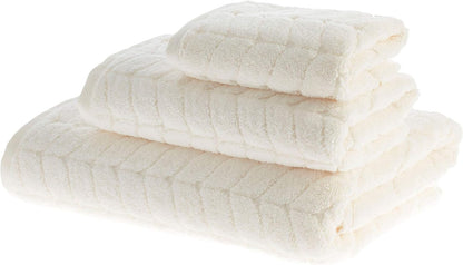 100% Turkish Cotton Jacquard Luxury Towel Set – Quick Dry Non-Gmo Ultra-Soft, Plush and Absorbent Luxury Durable Turkish Towels Set (Cream, 3 Pcs Towel Set)