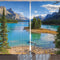Landscape Curtains, Maligne Lake in Jasper Natioanal Park Alberta Canada Summer Day Outdoor Picture, Living Room Bedroom Window Drapes 2 Panel Set, 108" X 96", Green Blue