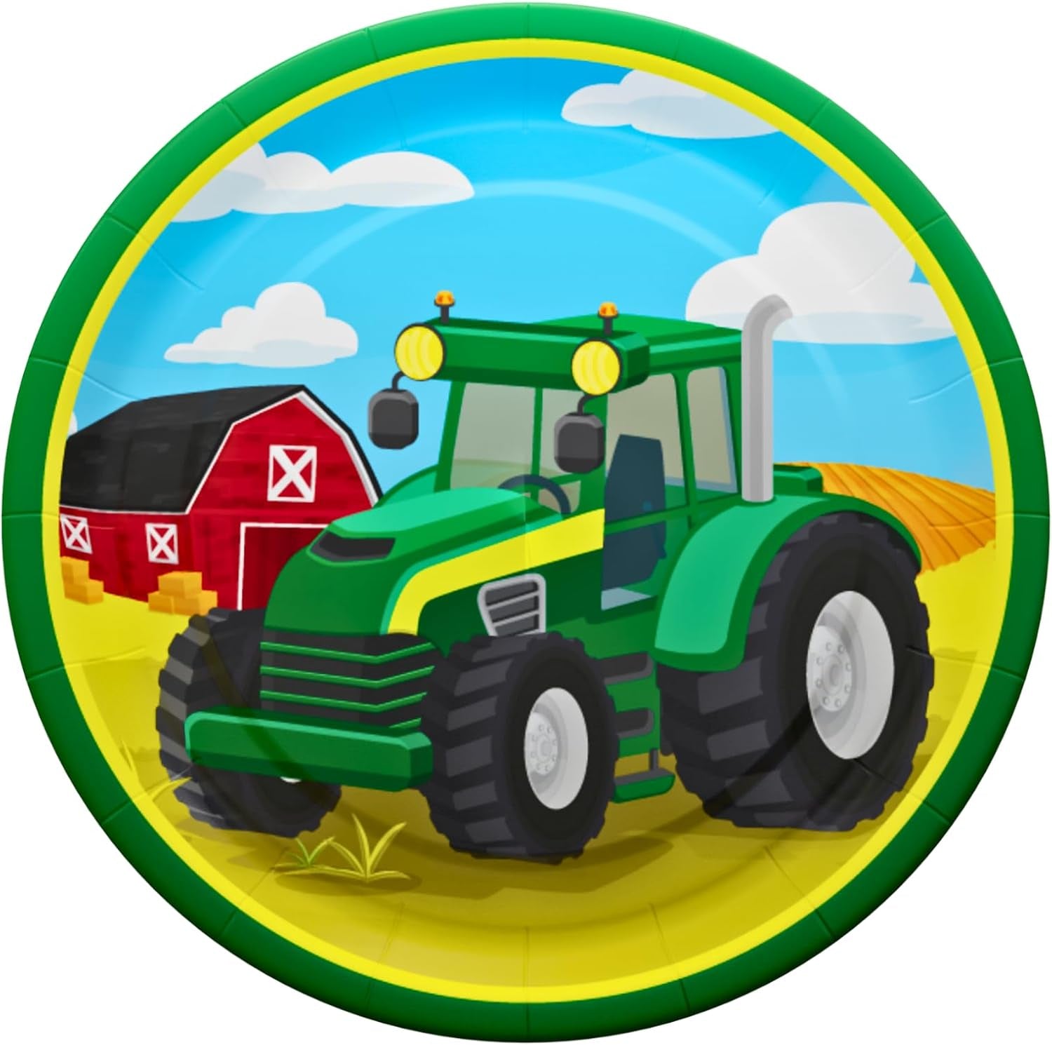 Tractor Standard Party Supplies Pack (100 Pieces for 16 Guests) - Tractor Birthday Party Supplies, Tractor Plates and Napkin, Tractor Decorations, Farm Animal Party, Baby Shower,