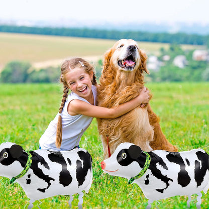 6 Pieces Walking Animal Balloons Foil Animal Air Walkers Pet Balloons Helium Farm Animal Balloons Party Decorations for Animal Theme Party Supplies Baby Shower Wedding Birthday Party Favors (Cow)