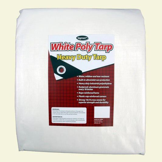 8' X 20' White Heavy Duty Tarp