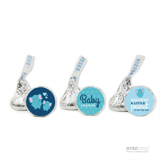 Party Navy Blue Lil Peanut Elephant Boy Baby Shower Hershey´S Kisses Favor Labels, 216-Pack