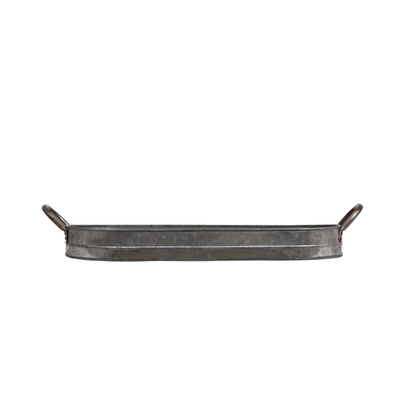 Oval Galvanized Metal Tray with Handles