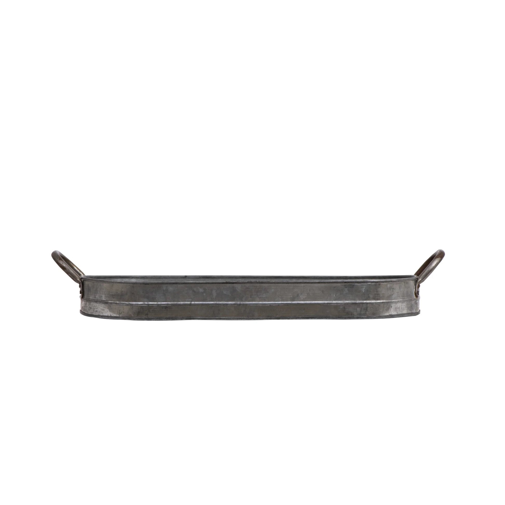 Oval Galvanized Metal Tray with Handles