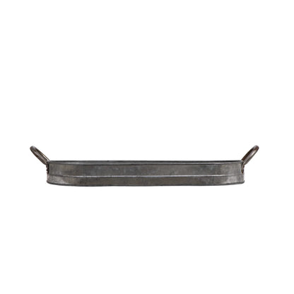 Oval Galvanized Metal Tray with Handles
