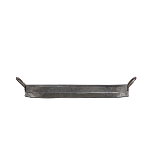 Oval Galvanized Metal Tray with Handles