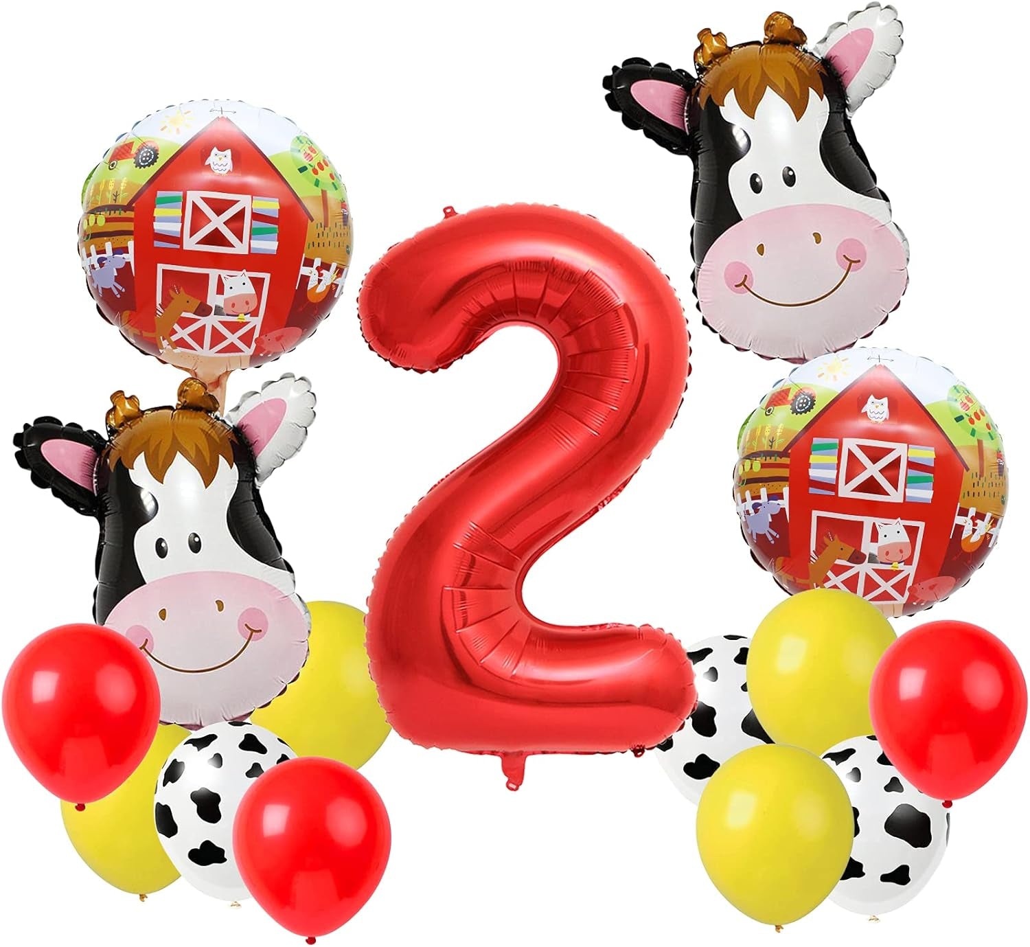 Cow Balloons for Farm Animal 2Nd Birthday Party Decorations Cow Print Barnyard Balloon Supplies with Large Number 2 Balloon
