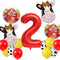 Cow Balloons for Farm Animal 2Nd Birthday Party Decorations Cow Print Barnyard Balloon Supplies with Large Number 2 Balloon
