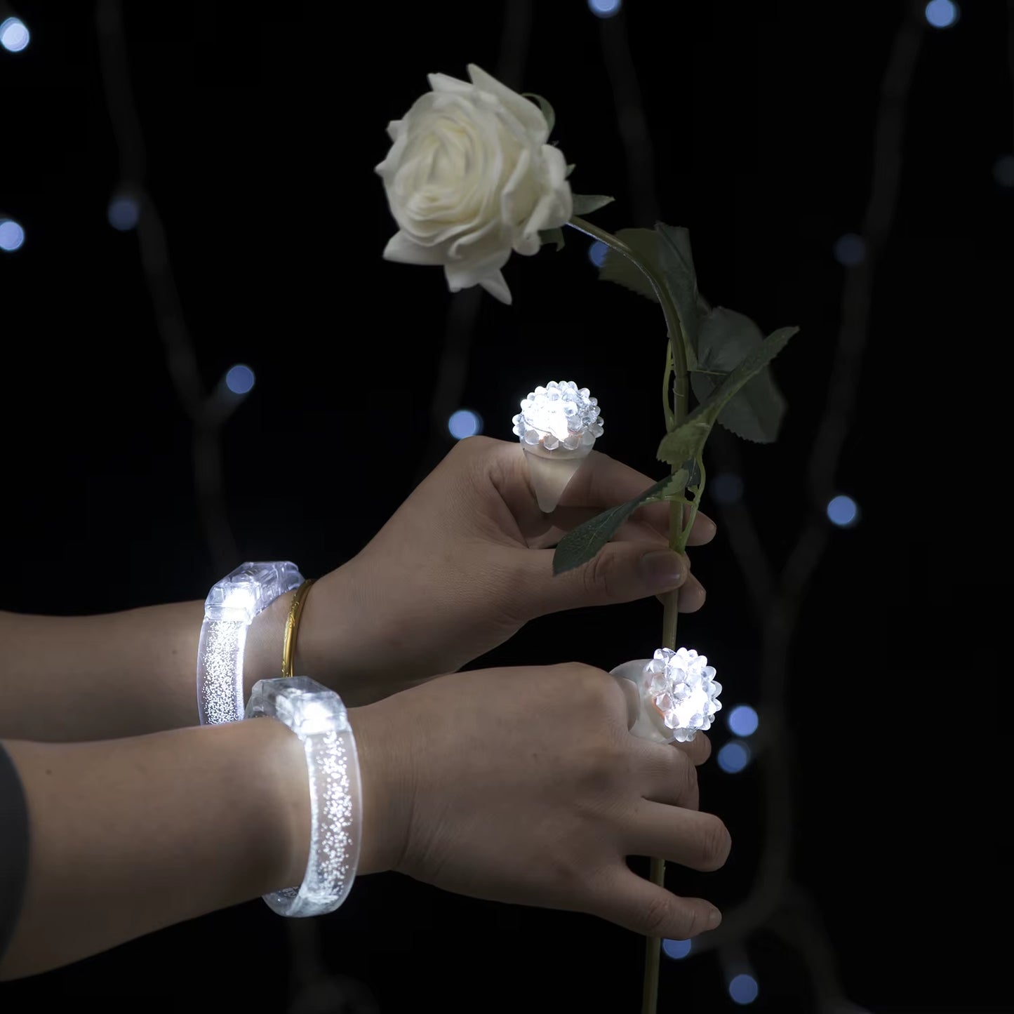 White Wedding Mix Sets LED Light up Glasses Glow Bracelets and Flashing Bumpy Rings Wedding Party Favors Supplies