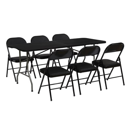6Ft Folding Table for Indoor Outdoor Camping Party , Black