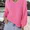 Texture V-Neck Long Sleeve Top