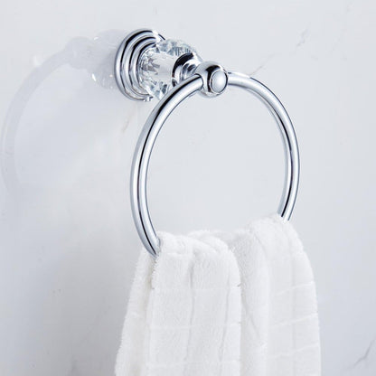 Crystal Bathroom Hardware Set, Chrome Bathroom Accessories Silver Towel Ring Towel Bar Toilet Paper Holder Coat Hooks Wall Mounted Polished 4 Pieces with Crystal Ball Base Designed