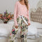 Round Neck Top and Printed Pants Lounge Set