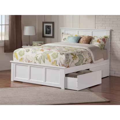Madison White Full Platform Bed with Matching Foot Board with 2-Urban Bed Drawers