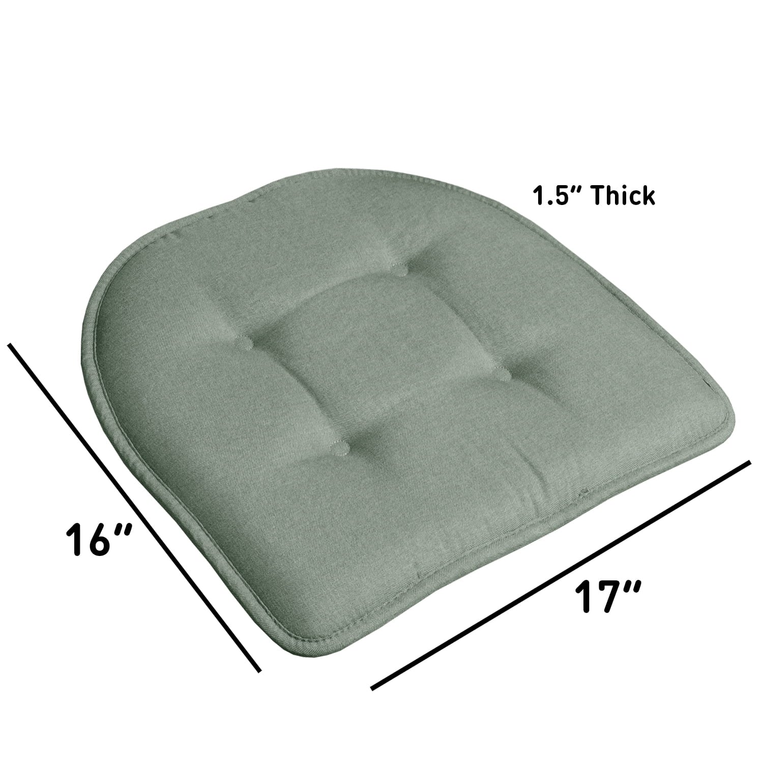 U-Shaped Memory Foam No Slip Back 16 X 16 Chair Pad Cushion 2 Pack - Scuba