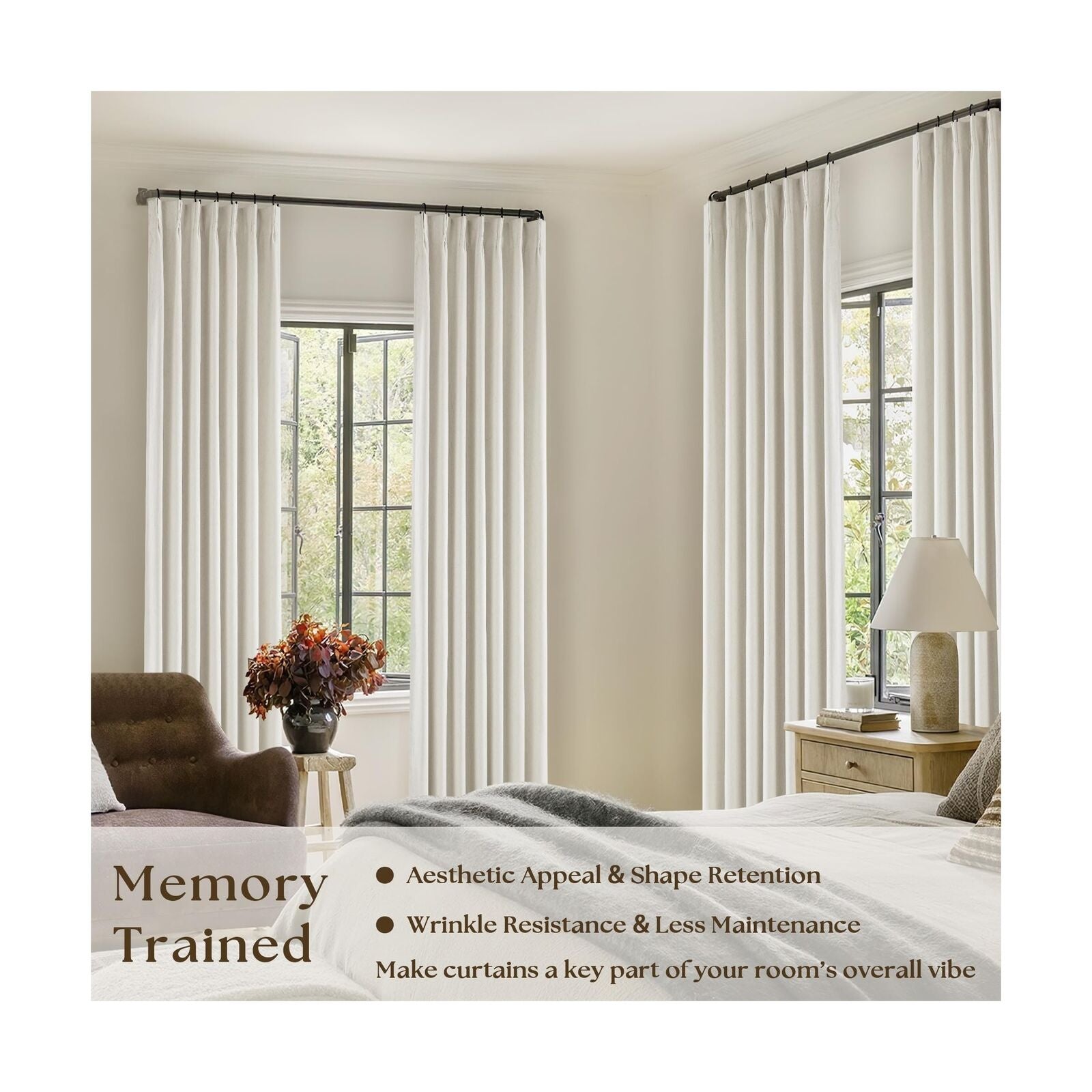 Natural Cream Linen Black Out Curtains 120 Inch Long for Living Room Bedroom ...