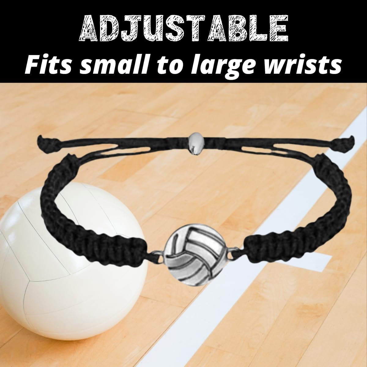 Volleyball Charm Bracelet- Adjustable Bracelets with Volleyball Charm. Ideal Volleyball Gifts & Souvenir for Volleyball Players. Unisex Friendship Bracelet