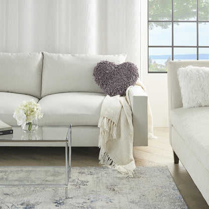 Mina Victory Frame Heart Shag Modern Polyester Throw Pillow in Lavender Purple