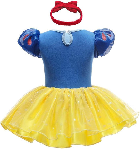 Infant Baby Girl Princess Onesie Romper Fancy Dress Costume Halloween Birthday Bodysuit Outfit with Headband