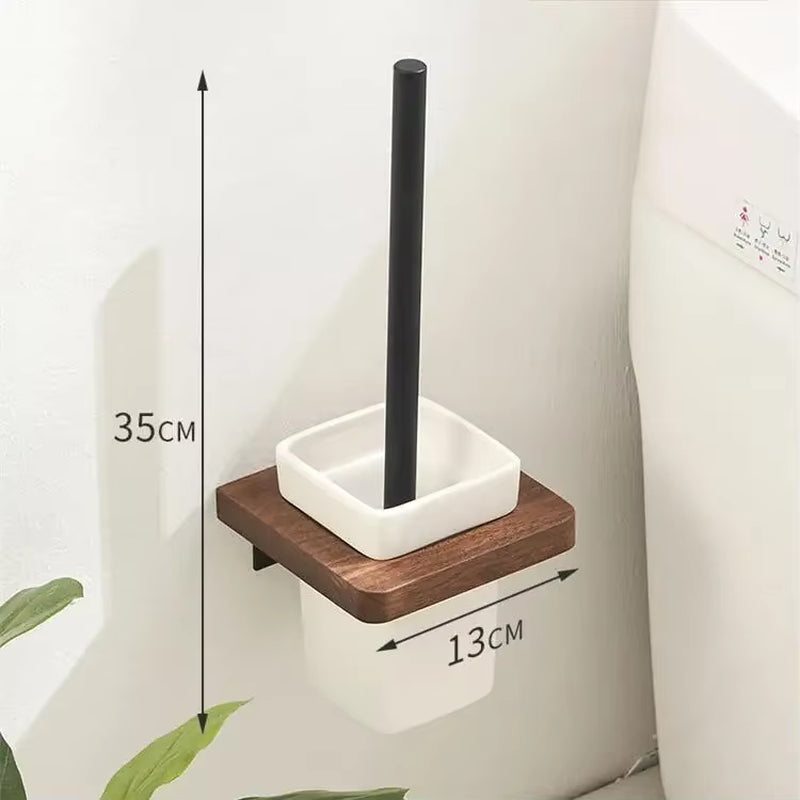 Walnut Wood Black Bathroom Hardware Set Bathroom Towel Rack Towel Rack Toilet Paper Holder Towel Bar Shelf Bathroom Accessories