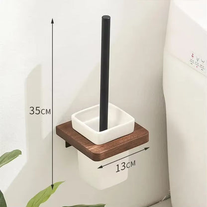 Walnut Wood Black Bathroom Hardware Set Bathroom Towel Rack Towel Rack Toilet Paper Holder Towel Bar Shelf Bathroom Accessories