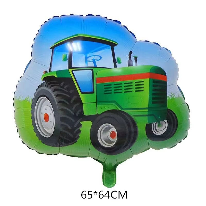 1Set Farm Theme Green Tractor Inflatable Balloons Happy Birthday Party Decoration Kids Birthday Excavator Vehicle Banner