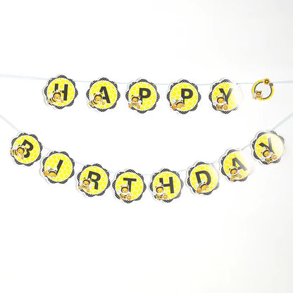 6Pcs Cartoon Bumble Bee Party Disposable Tableware Cups Plates Hats Straw Birthday Party Decorations Kids for 6 Person